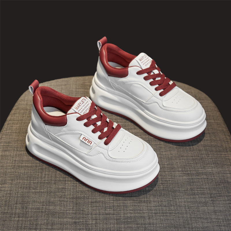 Women's White Autumn Invisible Elevated Board Platform Women's Casual Shoes