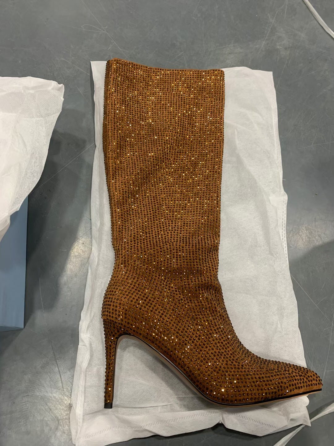 Women's Sky Rhinestone Pointed Toe Stiletto Knee-length Large Boots