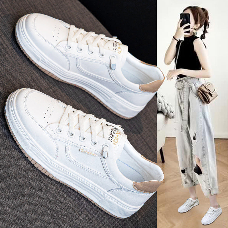 Women's Breathable White Hollow Mesh Surface Thin Pumps Platform Sneakers