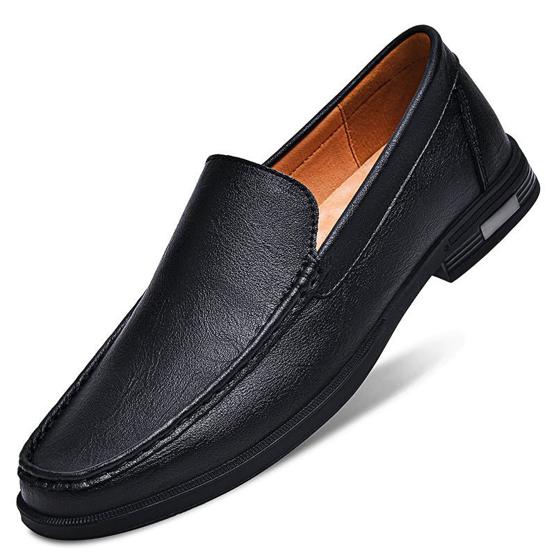 Men's Plus Size Cowhide British White Business Formal Wear Slip-on Loafers