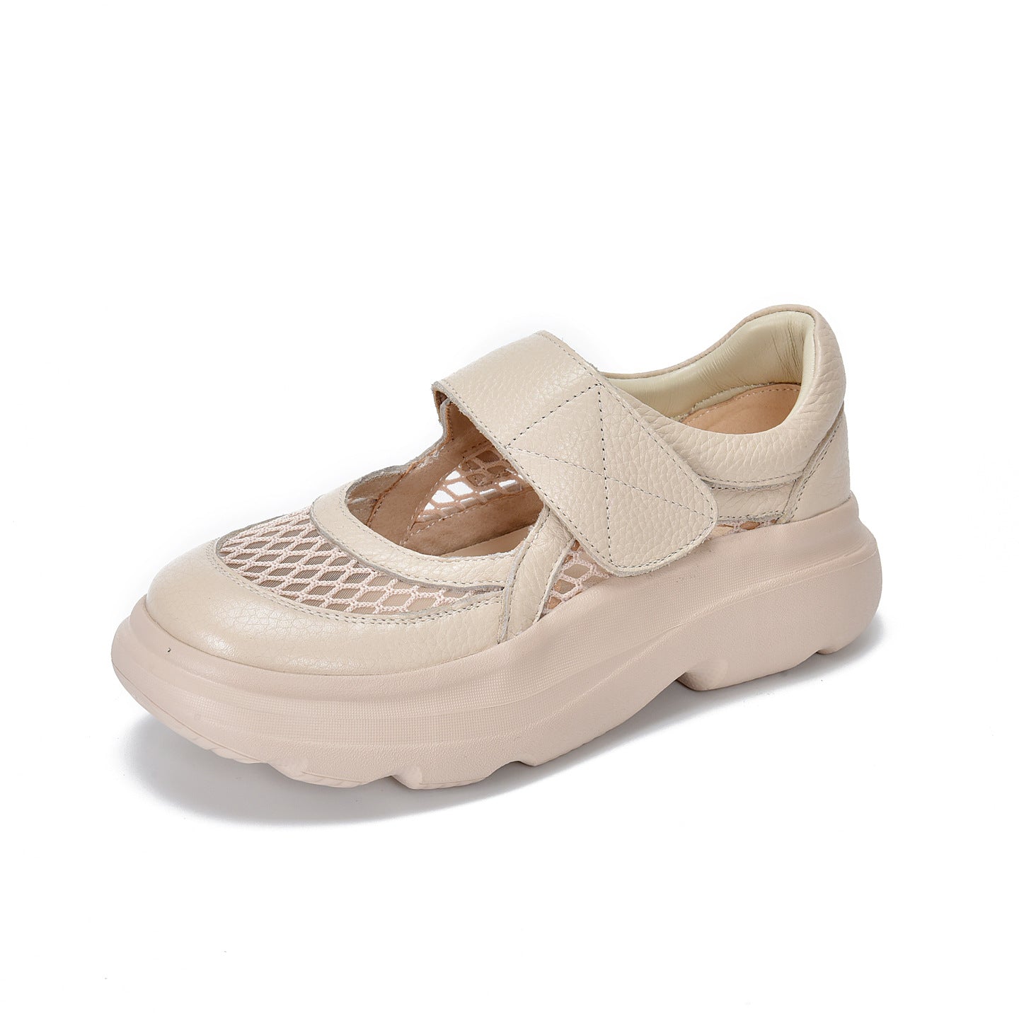 Women's Top Layer Cowhide Platform Sports Leisure Mary Jane Mesh Shallow Women's Casual Shoes