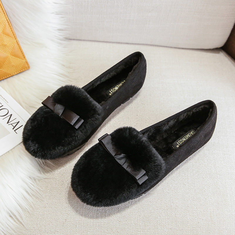 Women's Rabbit Hair Fleece-lined Insulated Fluffy Platform Women's Shoes