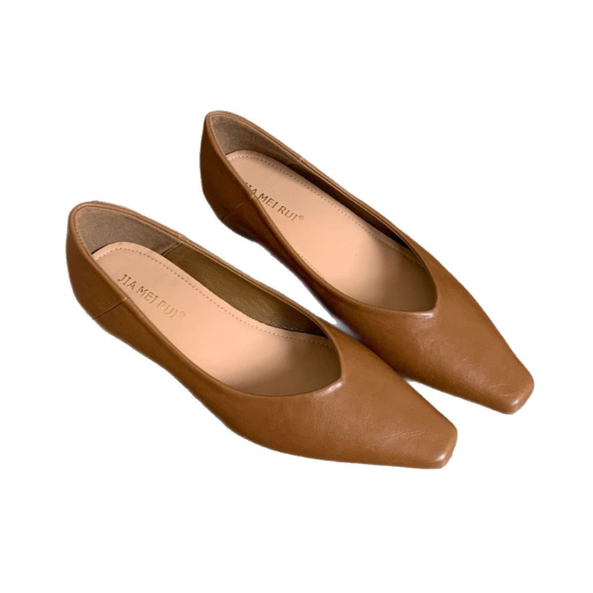 Women's Black Low Square Toe Pumps Height Increasing Insole Elegant Flat Heels