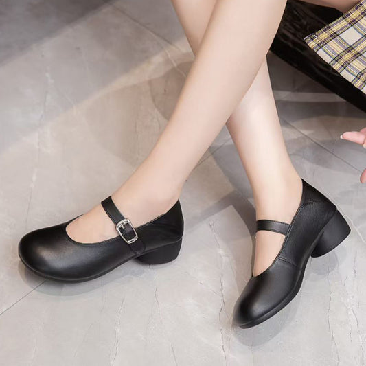 Cowhide Vintage Mary Jane Autumn Super Soft Women's Casual Shoes
