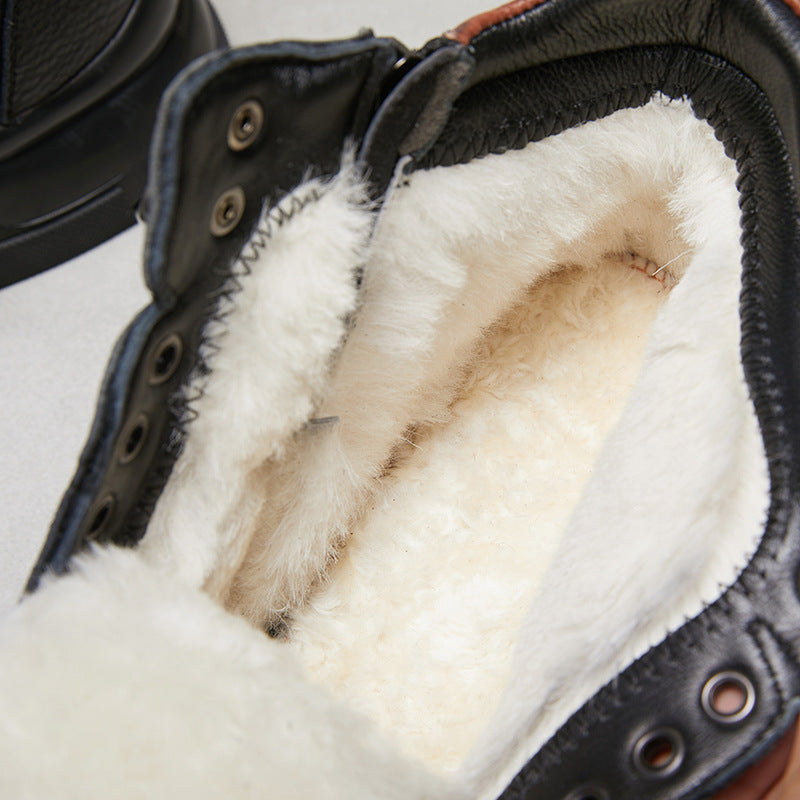 Men's Genuine Strap Sheepskin Fur Comfortable Warm Martin Boots
