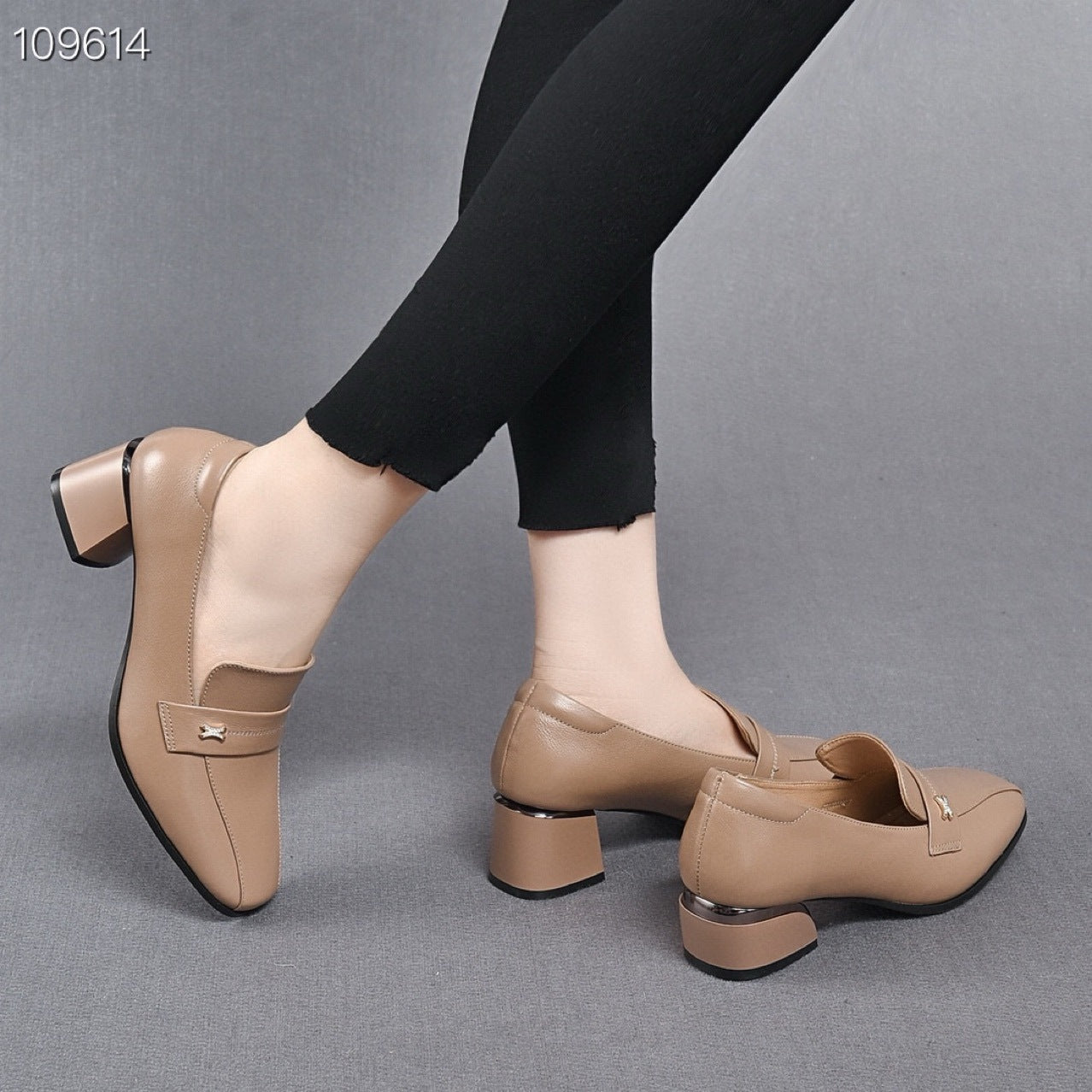 Women's Square Toe Chunky Pumps Soft British Style Heels