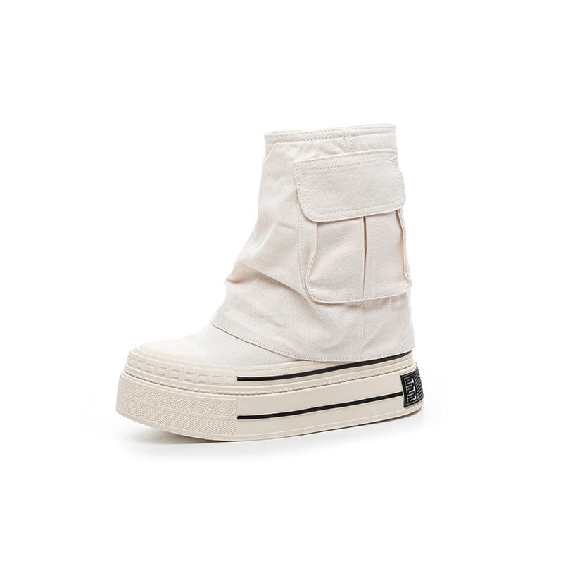 Niche Design Worker Double Layer Height Increasing Insole Super Boots