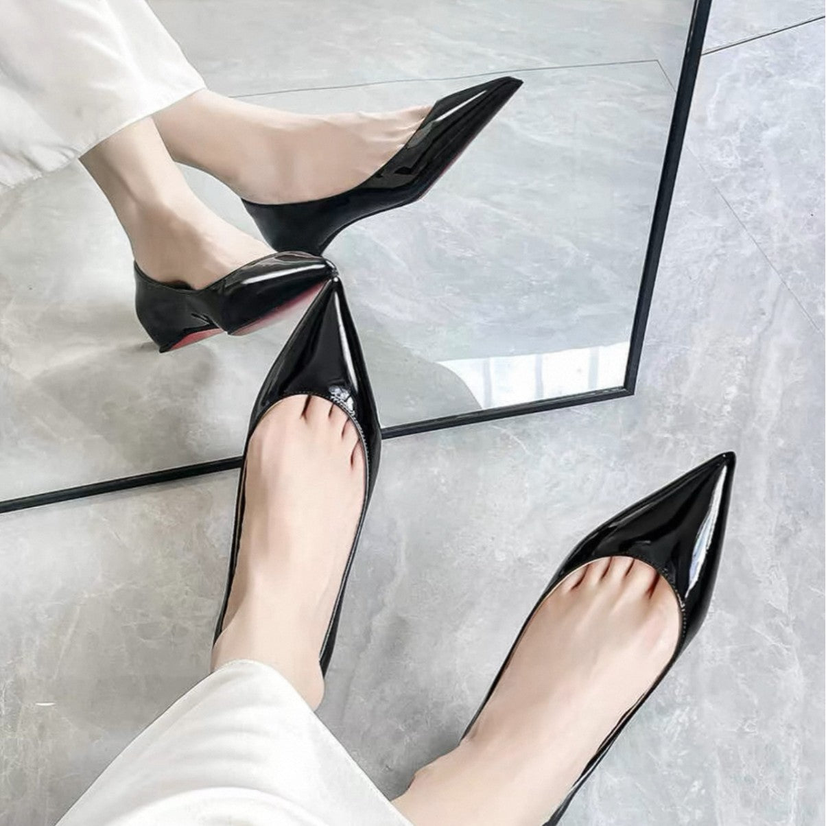 Women's French Nude Height Increasing Insole Pointed Women's Fashion Shoes