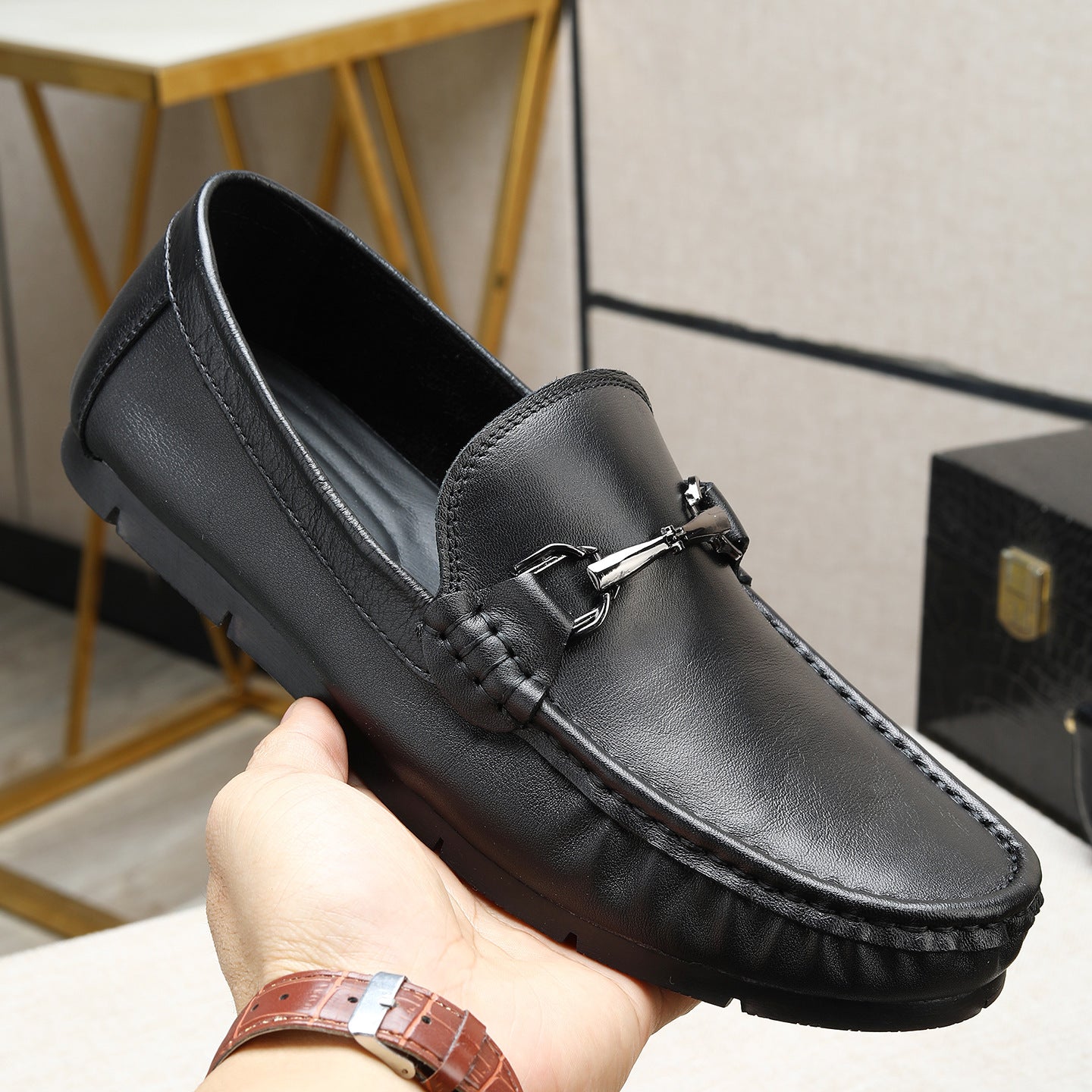 Men's Layer Cowhide Slip-on Comfortable Breathable Low Loafers/doug Shoes