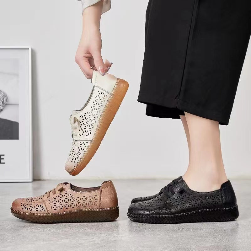 Women's Pumps Flat Hole Retro Platform Mom Women's Casual Shoes