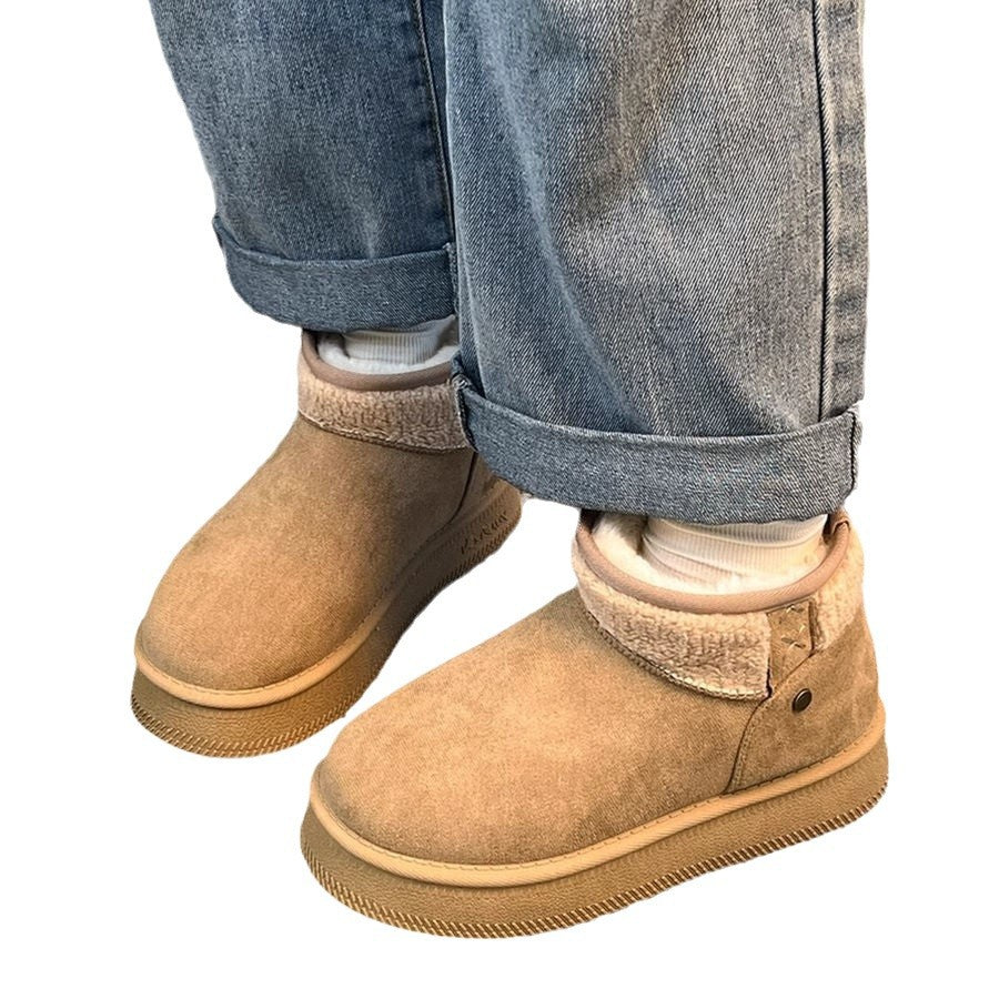 Frosted Platform Female Winter Fleece-lined Thickened Bread Warm Northeast Boots