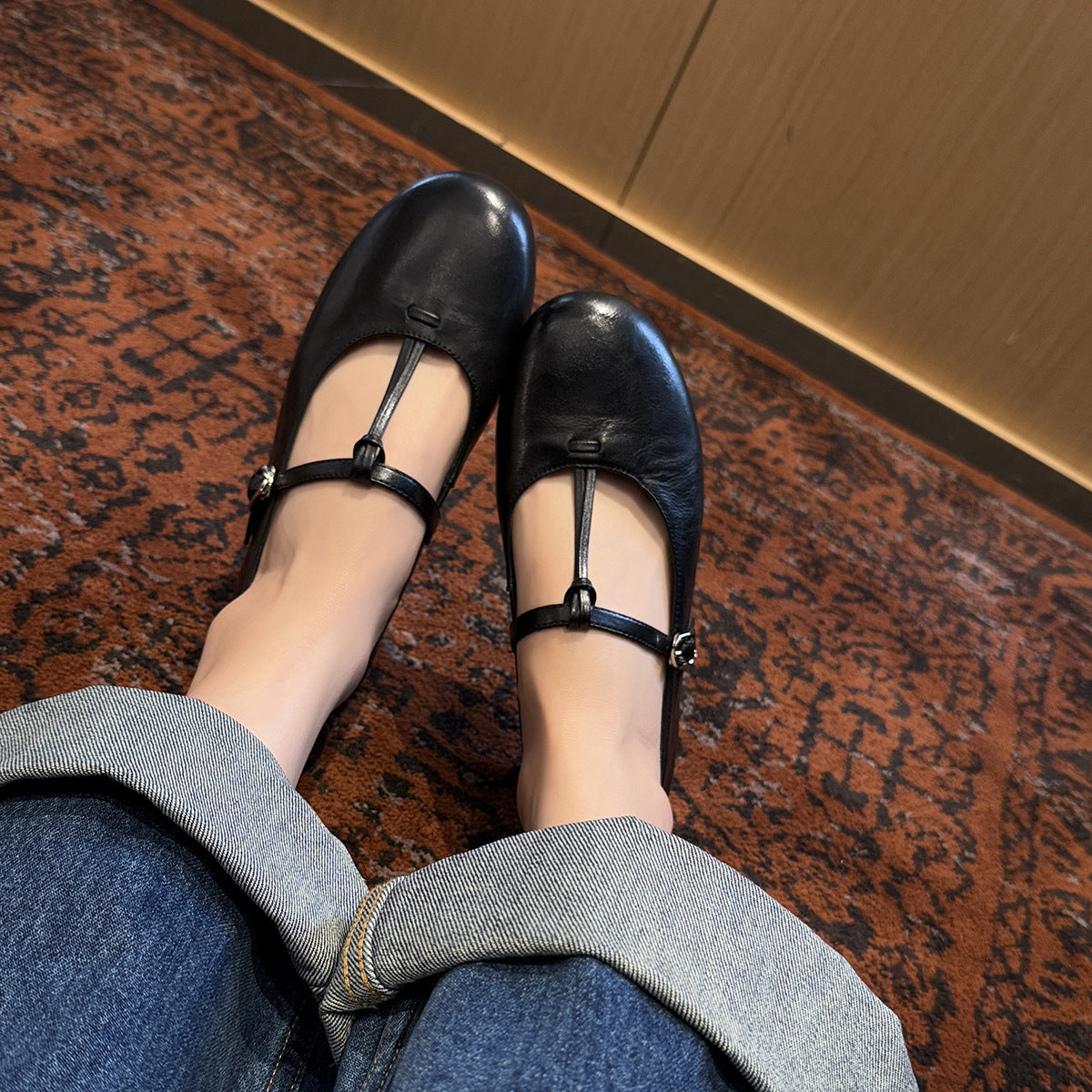 Women's Buckle Simple Mary Jane Low-cut Flat Men's Shoes