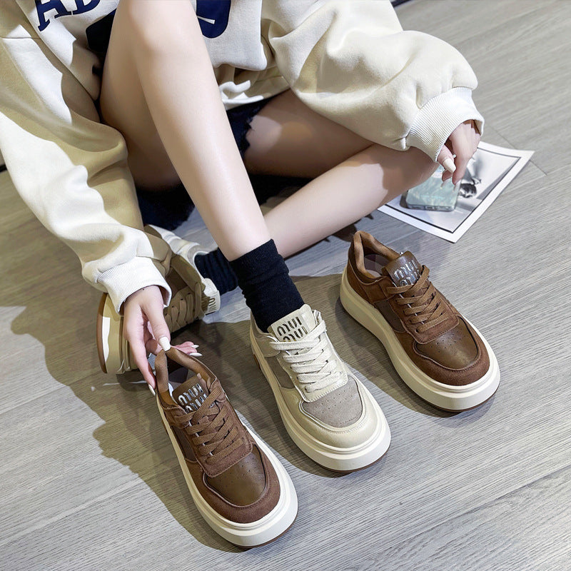 Women's Fleece-lined White Increased Mcqueen Platform Women's Casual Shoes