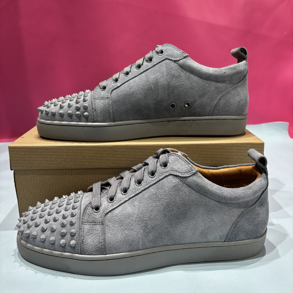 Men's Black Low Top Rivet Fashion Flat Men's Shoes