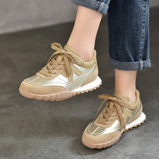 Women's Of Genuine Versatile Flat Four Pumps Casual Shoes