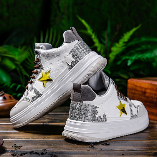 Men's Star Pattern West Lake Tea Trendy Sneakers