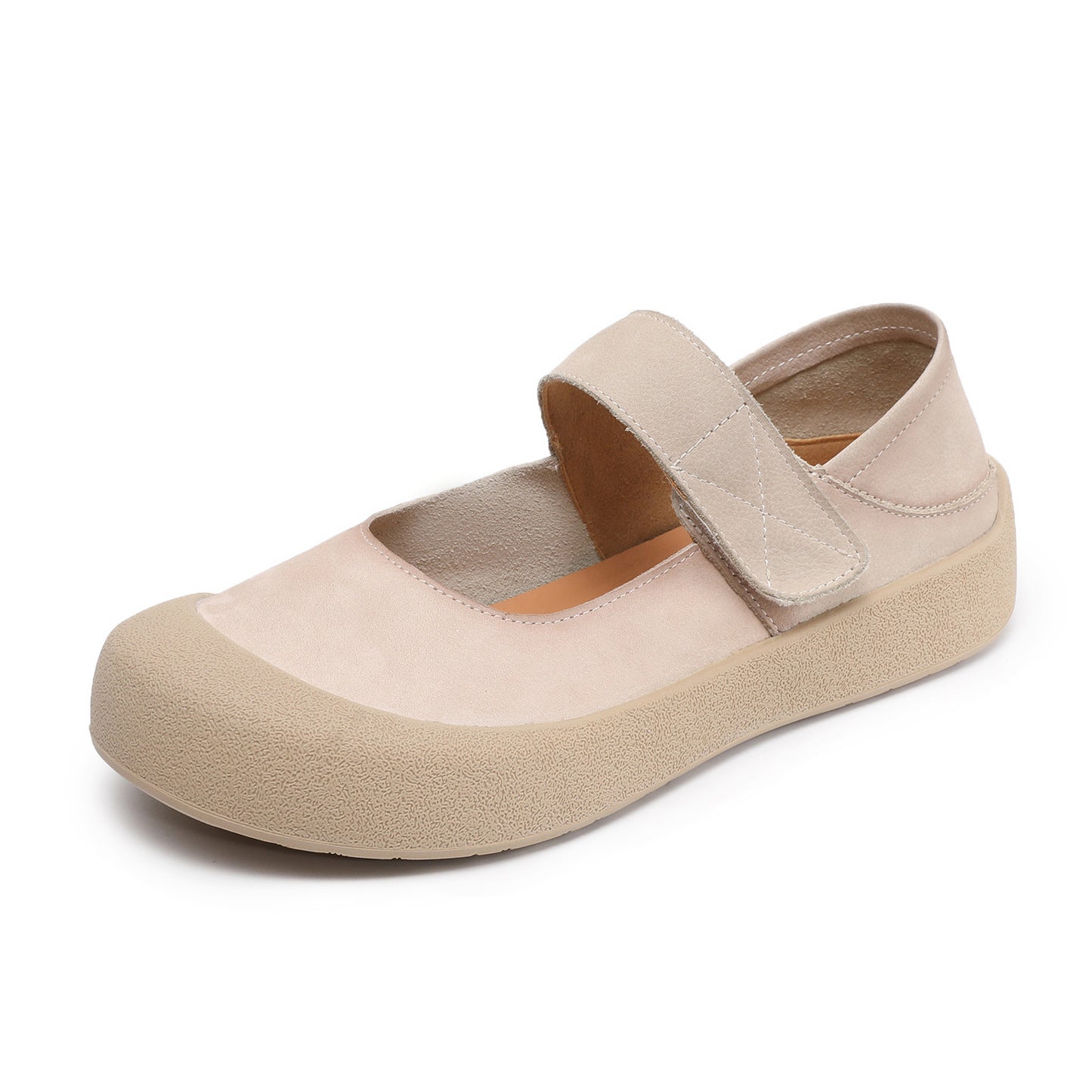 Women's Spring Word With Velcro Mary Jane Shallow Mouth Flat Women's Casual Shoes