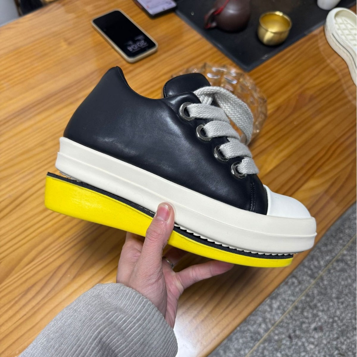 Bread Little Chubby Invisible Height Increasing Genuine Strap Simple Couple Sneakers