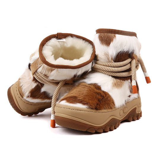 Women's Northeast Winter Fleece-lined Thick Sheepskin Fur Snow Boots