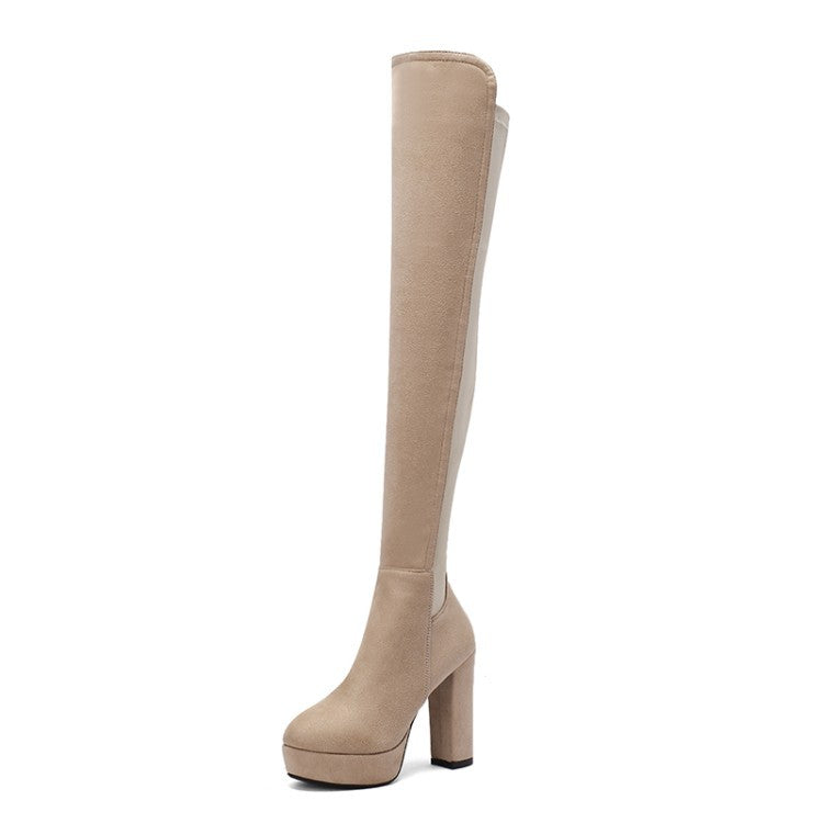 Women's Over The Knee Long Skinny Stretch Women's Leather Boots