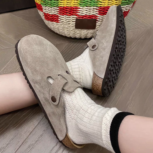 Version Cork Thick-soled Half Female Summer Outerwear Closed Slippers