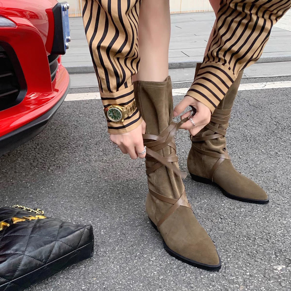 Pointed Toe Middle Chunky Western Female Heels