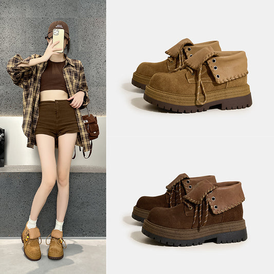 Women's Two-way Martin Autumn British Style Ankle Women's Leather Boots