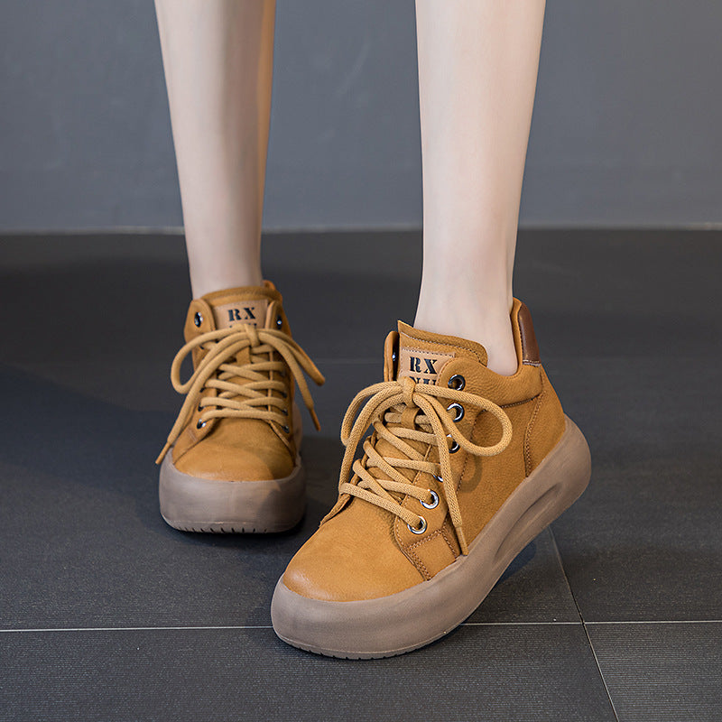 Women's First Layer Cowhide Platform Genuine With Women's Casual Shoes