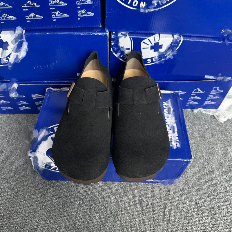 Women's Full Strap Pumps Single Buckle Pure Yuan Thick-soles Slippers