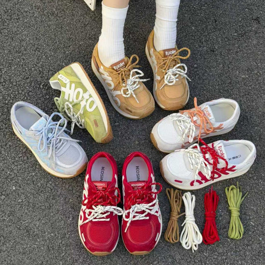 Women's Red German Training Korean Style Color Matching Women's Sports Shoes