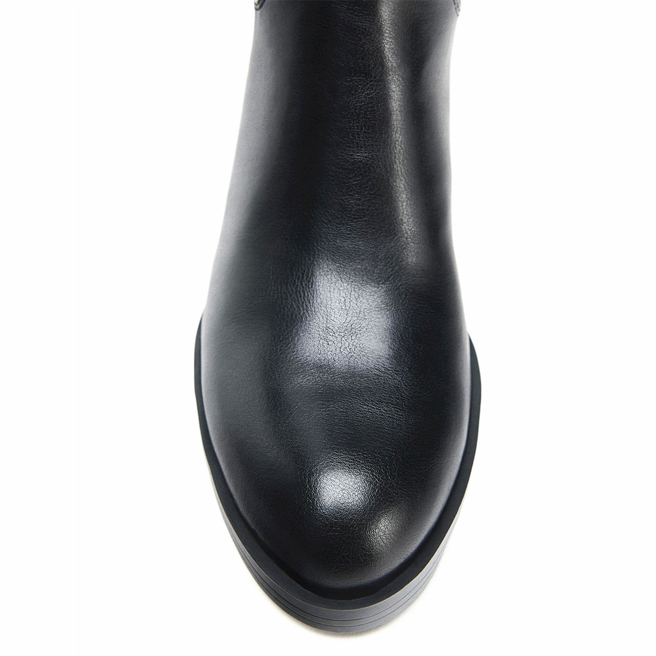 Women's Cowhide Knight Chunky Round Toe Buckle Women's Leather Boots