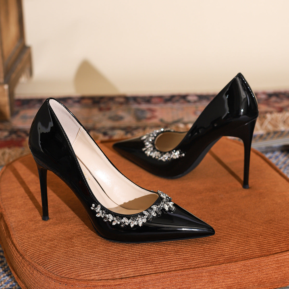 Women's Patent French High For Rhinestone Stiletto Pumps Plus Size Women's Fashion Shoes