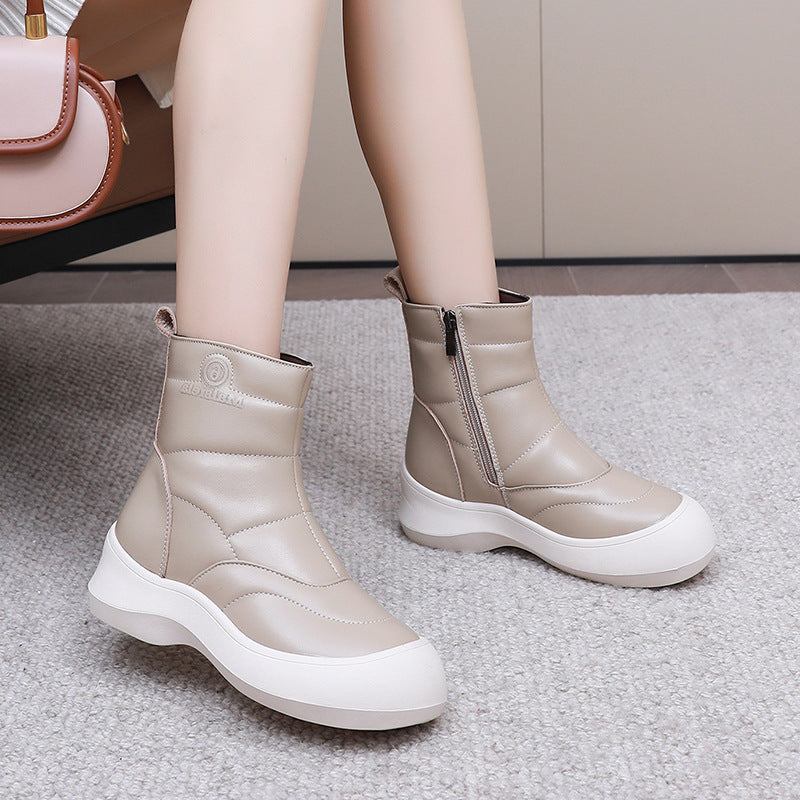 Women's Retro Soft Bottom Thick Autumn Genuine Snow Boots
