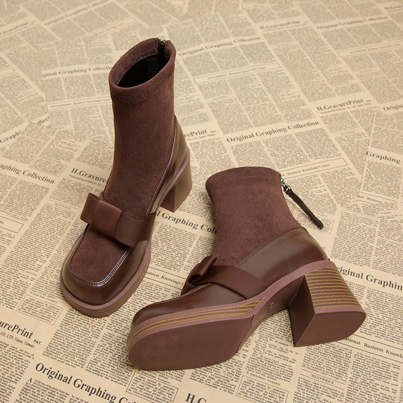 Women's Thin Single Winter Bow High Boots
