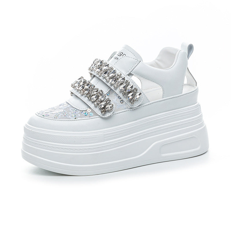 Women's Spring Authentic Platform White Velcro Sports Casual Shoes
