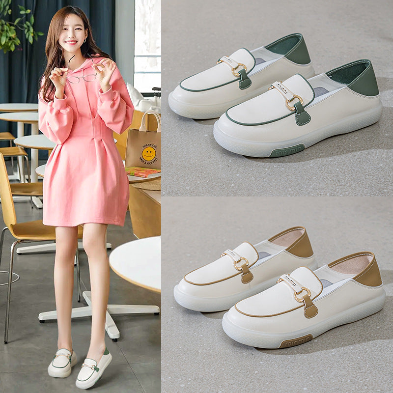 Women's One Pedal Summer Soft Bottom Two-way Lazy Flat Large Women's Shoes