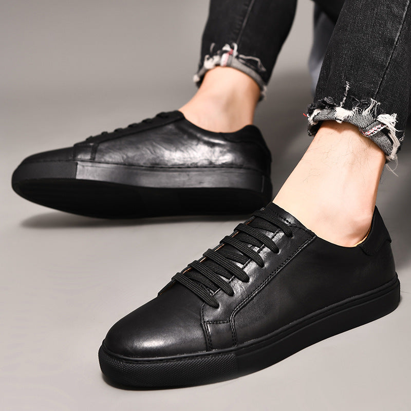 Men's First Layer Cowhide Fashion British Trend Low Business Men's Board Shoes