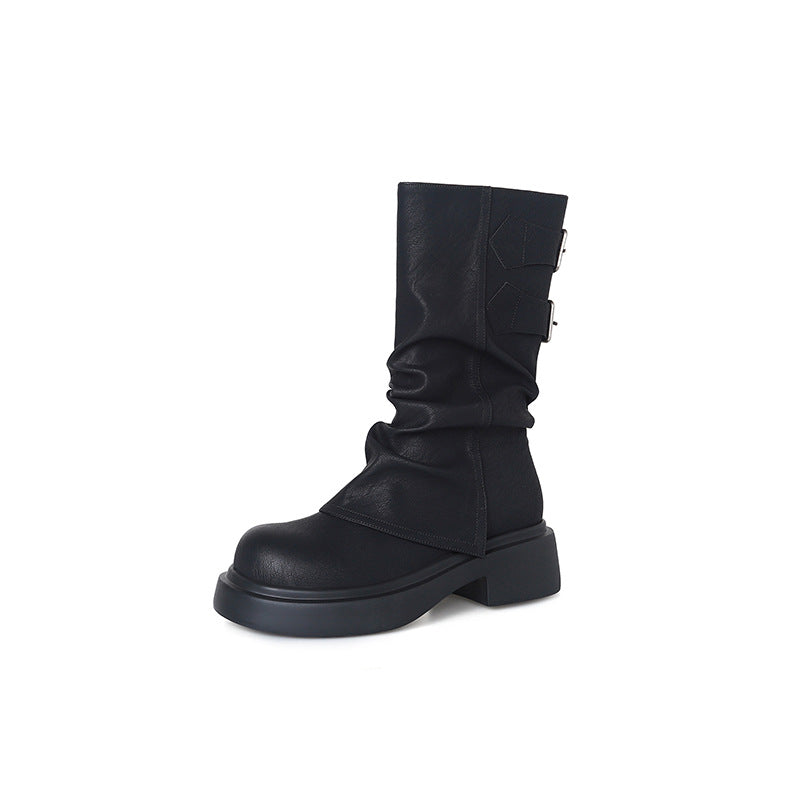 Women's Pile Style For Platform Pants Knight Women's Leather Boots