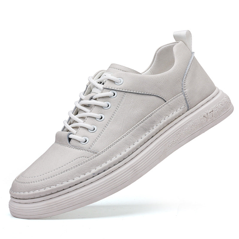 Men's Genuine White Trendy Fashionable Soft Surface Sneakers