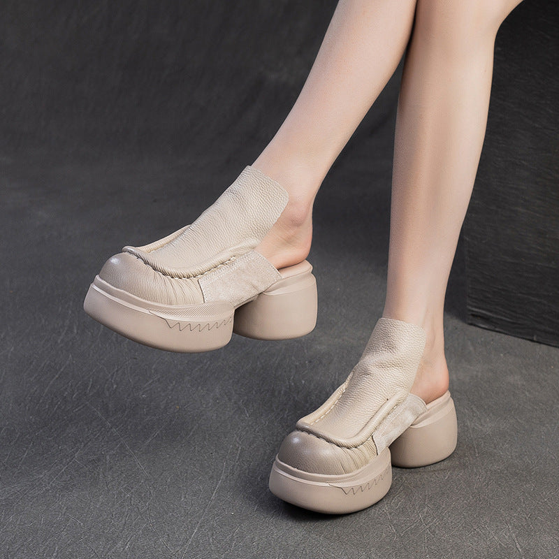 Women's Closed Toe Roman Style Platform Outdoor Thick-soles Slippers