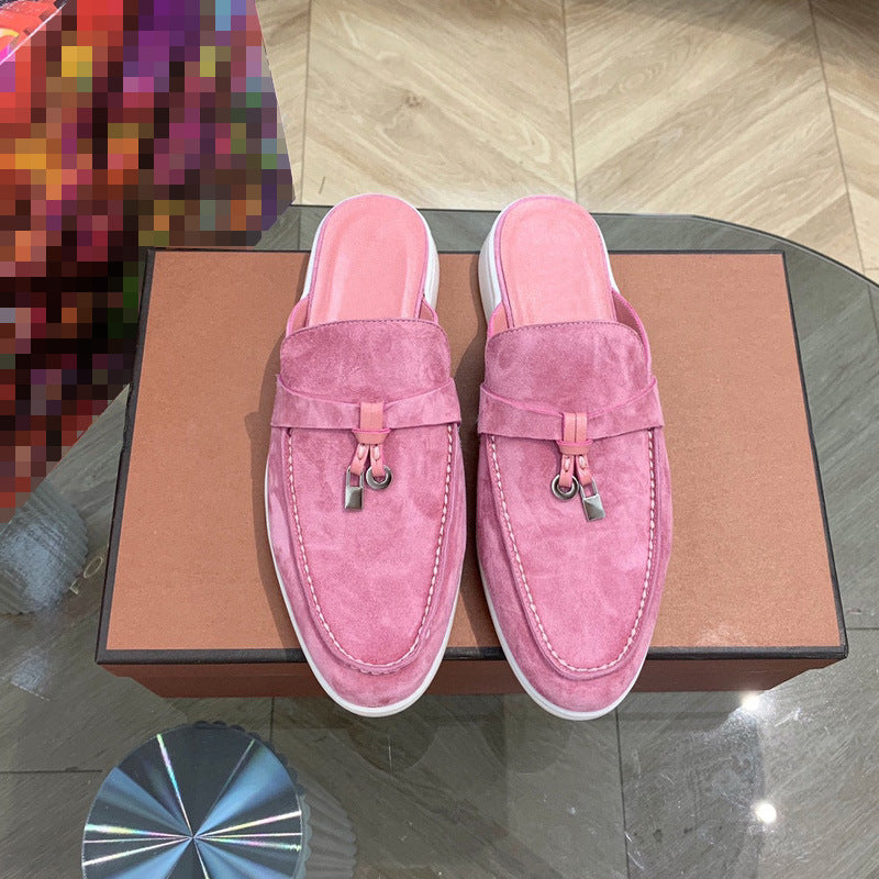 Toe Cap Semi French Comfortable British Flat Slippers