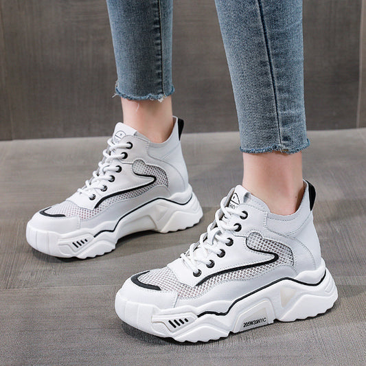 Women's Dad White Platform Mesh Breathable Sports Women's Casual Shoes