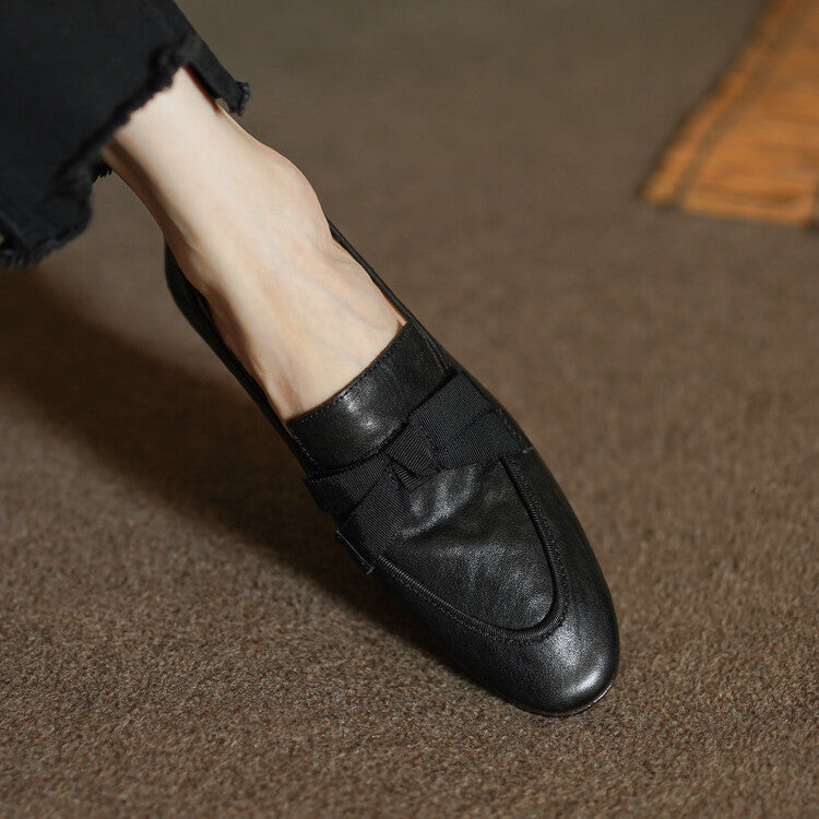 Women's Style Soft Genuine Deep Mouth Flat Bottom Comfort Leather Shoes