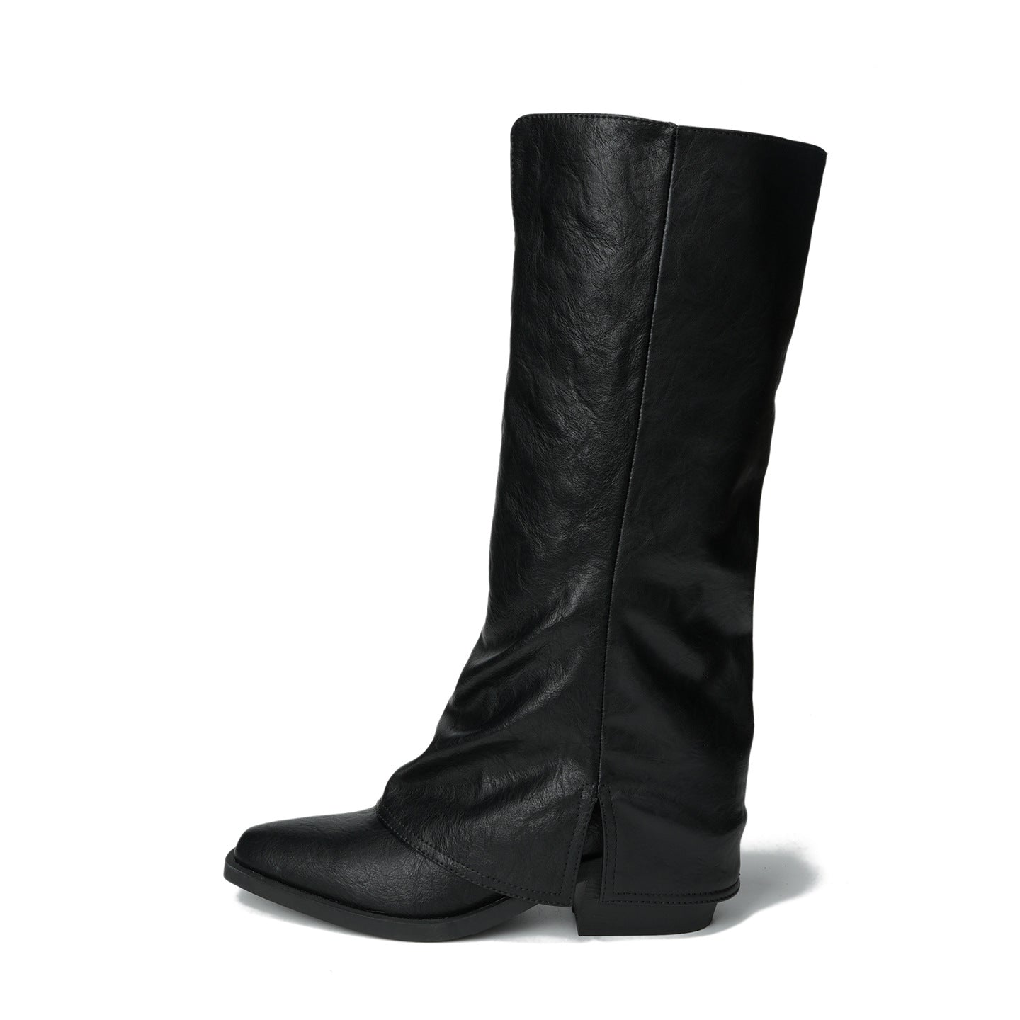 Chunky Long Female High Pointed Pile Pants Tube Knight Below Women's Leather Boots