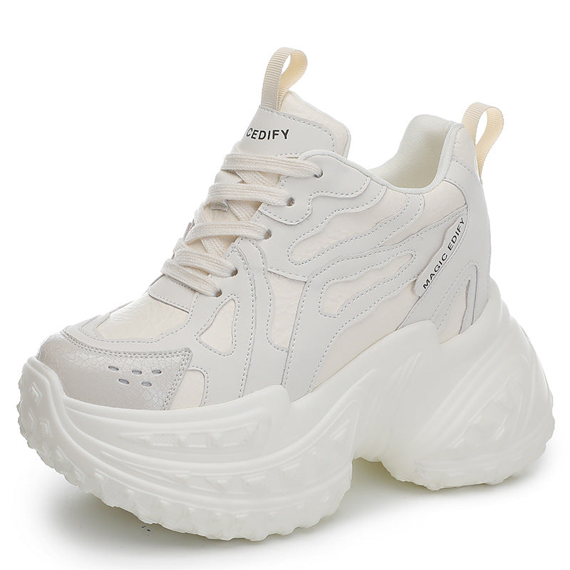 Women's Height Increasing Insole Breathable Clunky Platform Mesh Surface Small Women's Casual Shoes