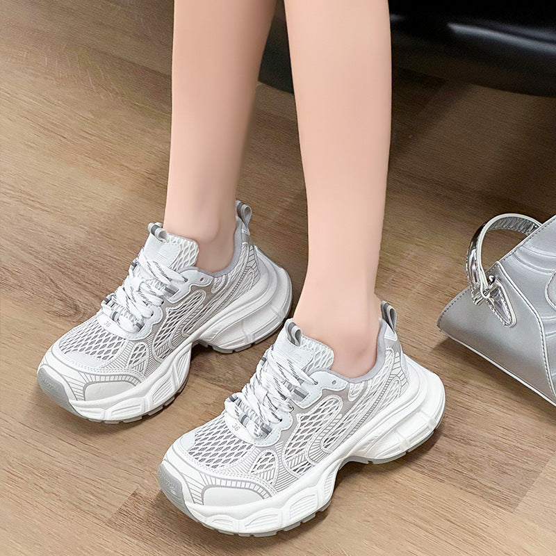 Women's Paris Dad Big Head Thick Bottom Mesh Elevator Women's Casual Shoes