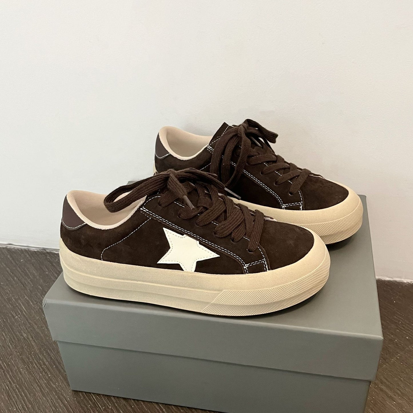Women's Dirty Korean Style Round Head Distressed Thick Bottom Women's Board Shoes