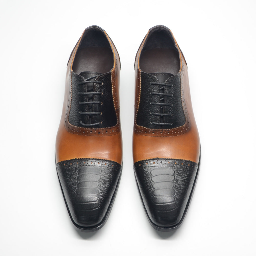 Men's Two Colors Oxford Business Formal Wear Luxury Leather Shoes