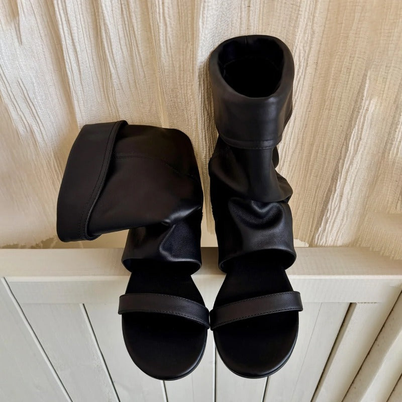 Short Tube Pile Style Height Increasing Insole Hot Pants Fashion Women's Leather Boots