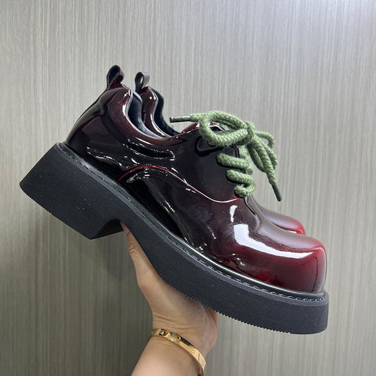 Men's Head Winter Leisure Light People Thick-soled British Style Round Men's Casual Leather Shoes